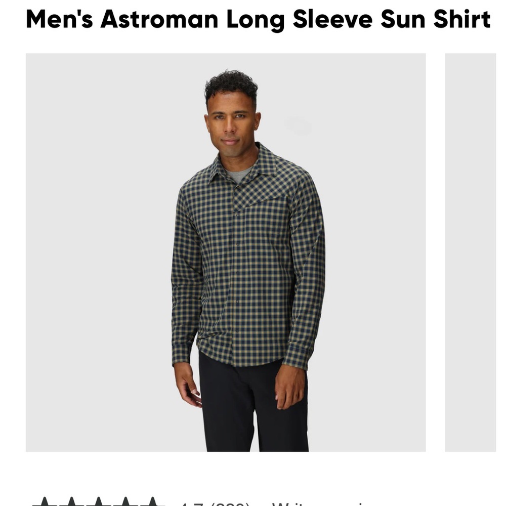 Outdoor Research Men's Plaid Shirt in Olive Green and White